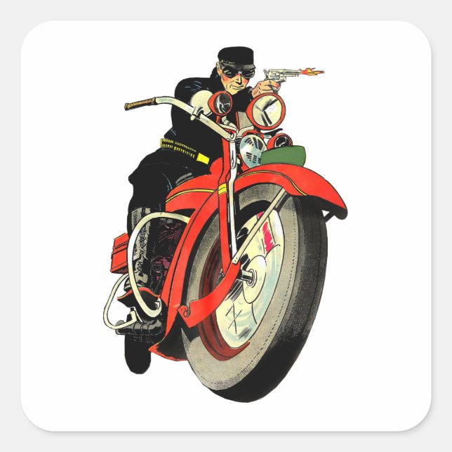 Sticker Carré Gangster Biker Man Motorcycles Comics Art (Devant)