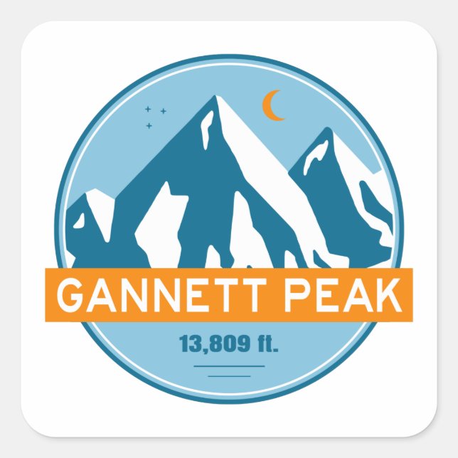 Sticker Carré Gannett Peak Wyoming Stars Moon (Devant)
