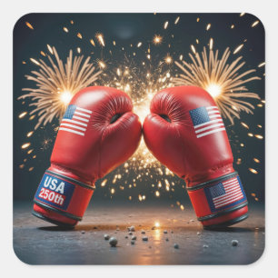 Sticker Carré Gants de boxe rouge pour USA 250e anniversaire