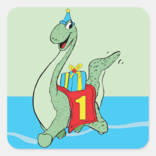 Sticker Carré Garçon, 1er anniversaire Dinosaur