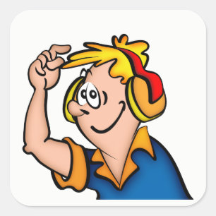Sticker Carré Garçon avec casque