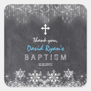 Sticker Carré Garçon Hiver Chaîne Lumières Flammes de neige Chal