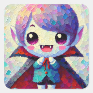 Sticker Carré Garçon Vampire Mignon Kawaii