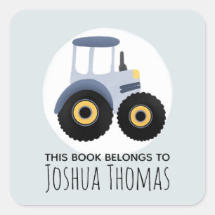 Sticker Carré Garçons Ce Livre Appartient Blue Tractor Kids Book