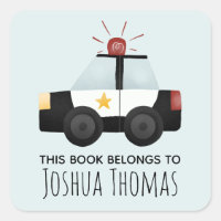 Garçons Ce Livre Appartient Police Voiture Kids Bo