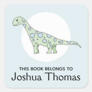 Sticker Carré Garçons Cool Ce Livre Appartient Dinosaure Nom Enf