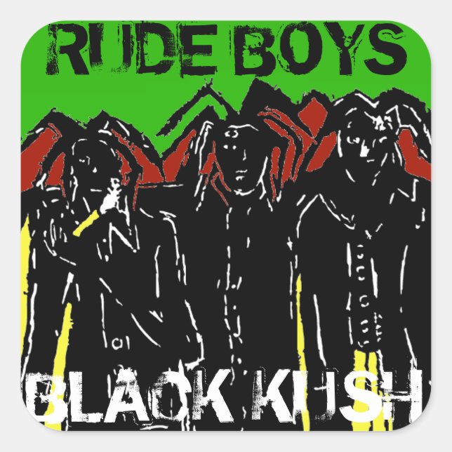 STICKER CARRÉ GARÇONS GROSSIERS BLACK KUSH (Devant)
