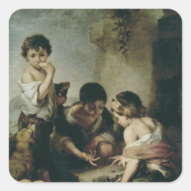 Sticker Carré Garçons jouant les matrices, c.1670-75 (Devant)