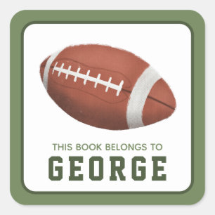 Sticker Carré Garçons Sports Ce Livre Appartient Football Enfant