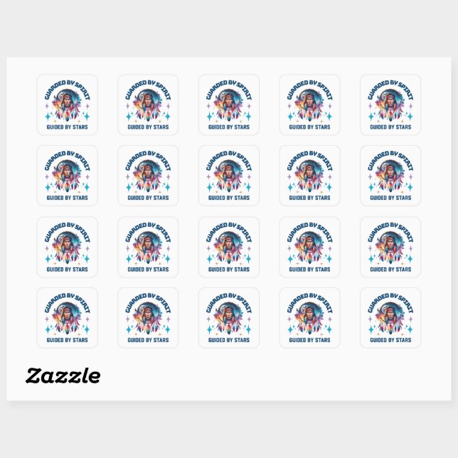 Sticker Carré Gardée par l'Esprit, Guidée par les Étoiles (Feuille)
