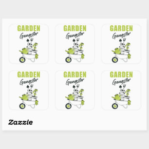 Sticker Carré Garden Gangster - Funny Cute Gardener & Plante