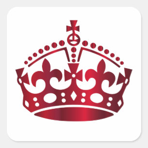 Sticker Carré Garder le calme Couronne rouge - Changer d'arrièr