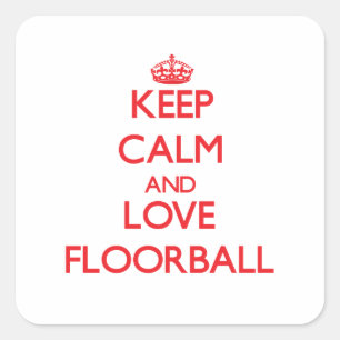 Sticker Carré Gardez calme et amour Floorball