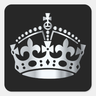 Sticker Carré Gardez la couronne argentée calme - pour changer