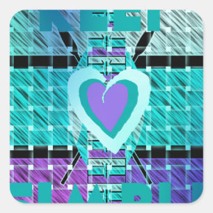 Sticker Carré Gardez-le simple : Cyan Heart & Clarity Art Motif