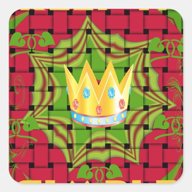 Sticker Carré Gardez-le simple : Gratuit Rouge Tissé imprimé Flo (Devant)