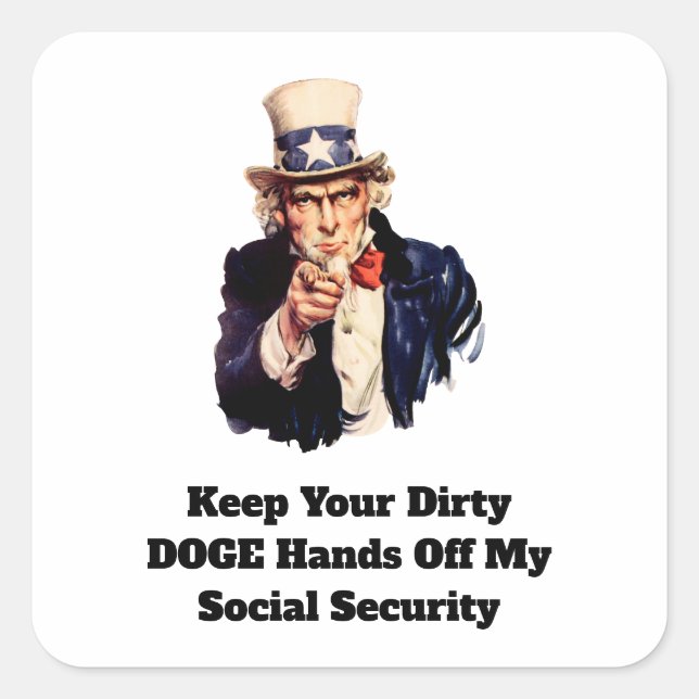 Sticker Carré Gardez vos mains sales sur mon assurance sociale (Devant)