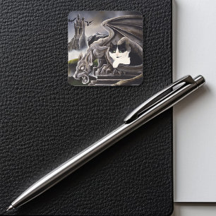 Sticker Carré Gargoyle noir blanc