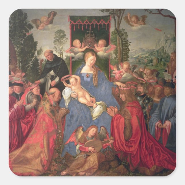 Sticker Carré Garland du Retable Rose, 1600 (Devant)