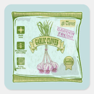 Sticker Carré Garlic Cloves Jardin végétal