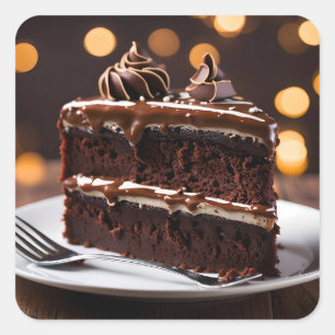 Sticker Carré Gâteau Au Chocolat