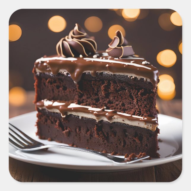 Sticker Carré Gâteau Au Chocolat (Devant)