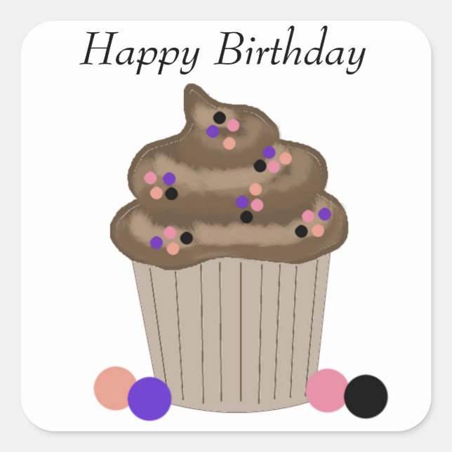 Sticker Carré Gâteau au Chocolat d'Anniversaire (Devant)