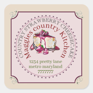 Sticker Carré gâteau au fromage et fraise 