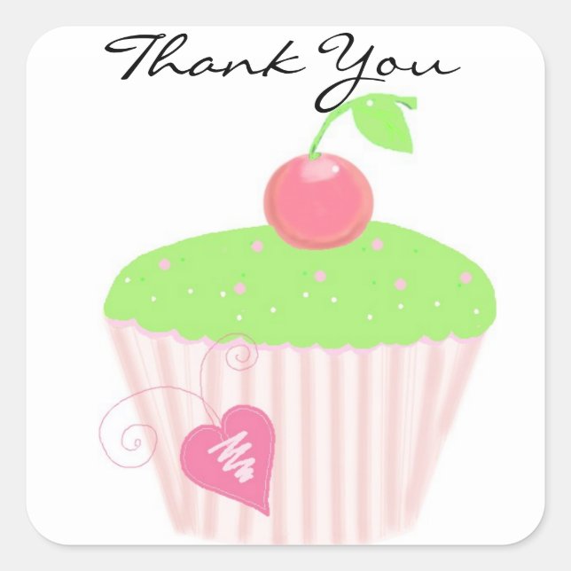 Sticker Carré Gâteau Cupcake Merci (Devant)