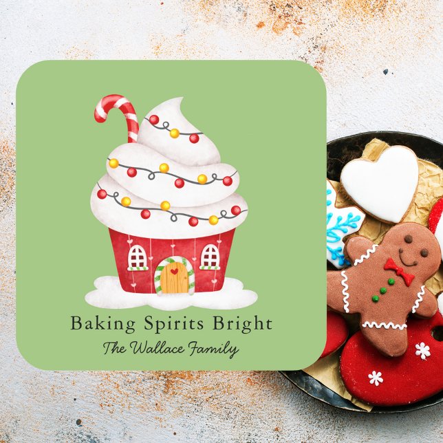 Sticker Carré Gâteau Cupcake Noël Fêtes de fin d'année Esprits l (Créateur téléchargé)