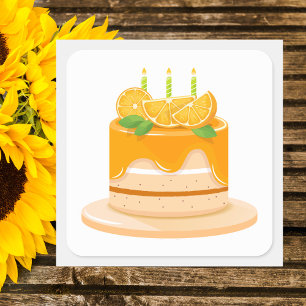 Sticker Carré Gâteau d'anniversaire orange moderne
