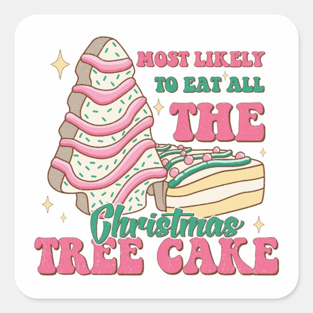 Sticker Carré Gâteau d'arbre de Noël Fêtes moderne (Devant)