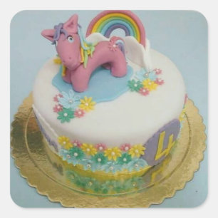 Sticker Carré Gâteau de poney 1