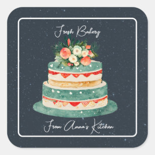 Sticker Carré Gâteau en cascade avec chevalet de boulangerie à d