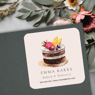 STICKER CARRÉ GÂTEAU FLORAL AUX FRUITS BLEUS PATISSERIE CUPCAKE 