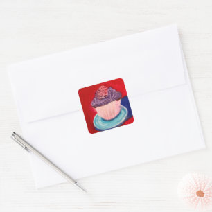 Sticker Carré Gâteau Mignon