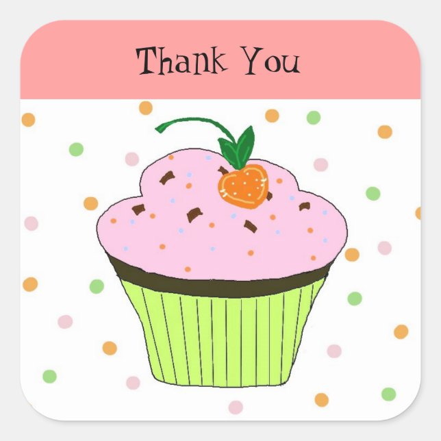 Sticker Carré Gâteau Polka Dot Merci (Devant)