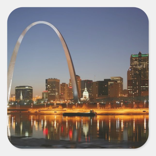 Sticker Carré Gateway Arch St Louis Mississippi à la nuit (Devant)