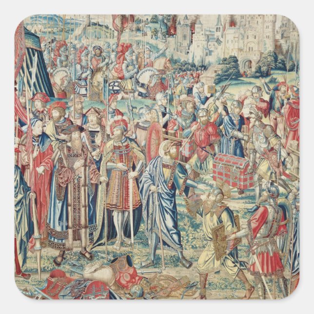 Sticker Carré Gathering the Booty, Tapestry of David and Bathshe (Devant)