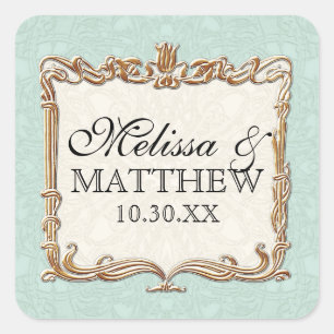 Sticker Carré Gatsby Art Déco Nouveau dentelle Faux Gold Tulip