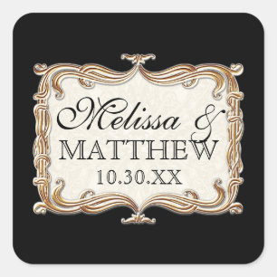 Sticker Carré Gatsby Art Déco Nouveau dentelle Faux Gold Tulip