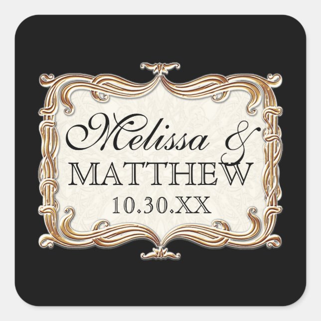 Sticker Carré Gatsby Art Déco Nouveau dentelle Faux Gold Tulip (Devant)