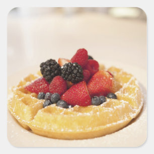 Sticker Carré Gaufre aux fruits frais
