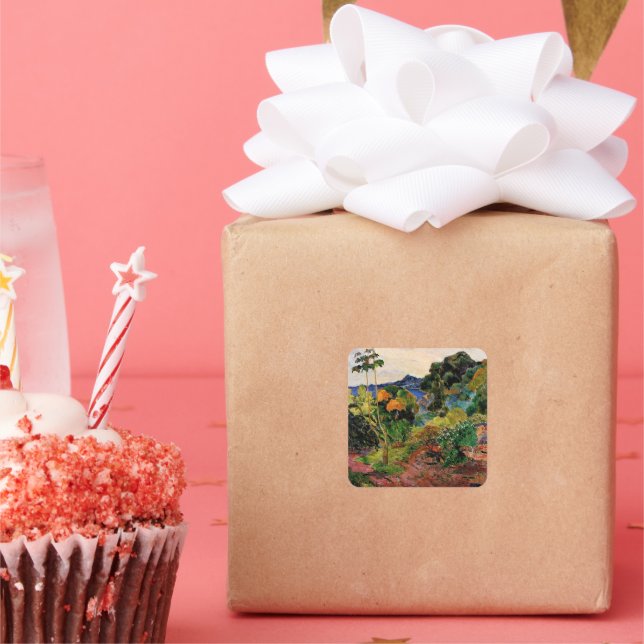 Sticker Carré Gauguin - Paysage Martinique (Fête)