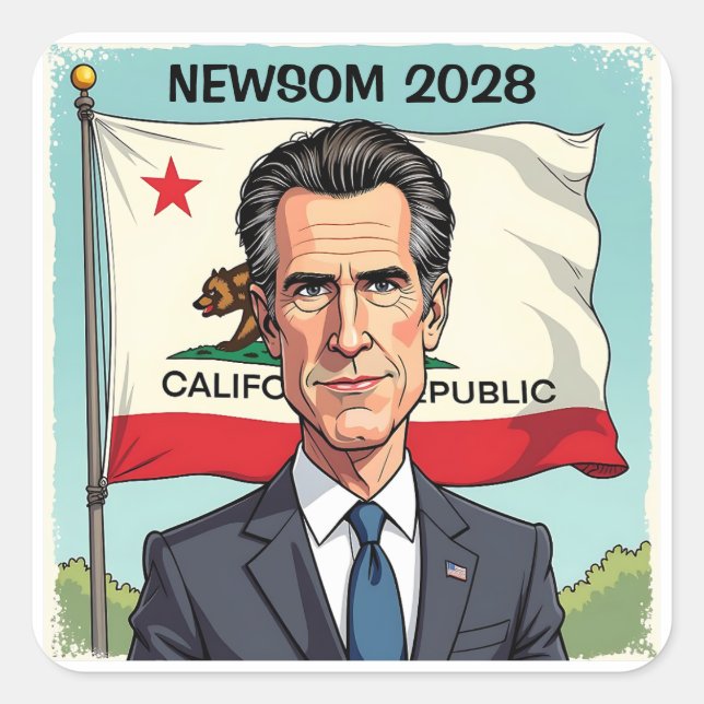 Sticker Carré Gavin Newsom pour le président politique (Devant)