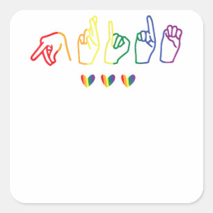 Sticker Carré Gay ASL Pride - Gay Support Sign Language LGBT Gay
