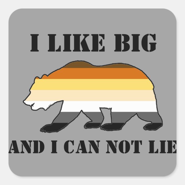 Sticker Carré Gay Bear Pride J'aime les gros ours et je ne peux  (Devant)