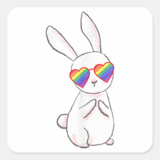 Sticker Carré Gay Bunny Gay pride Stuff LGBTQ Ado fille arc-en-c