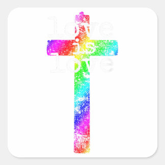 Sticker Carré Gay Christian LGBT - Pride Cross L'amour de Dieu