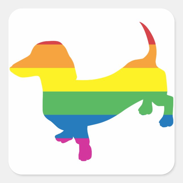 Sticker Carré Gay pride Dachshund/Wiener (Devant)